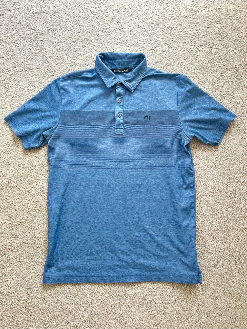 Travis Mathew Heathered Blue Short-Sleeve Polo
